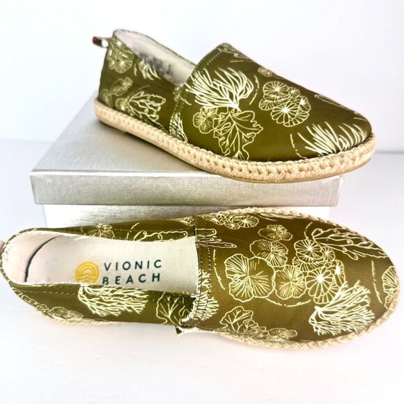Vionic Beach Laguna Seaweed Green Slip-on Loafer Espadrilles Womens Shoe 7.5 - Picture 1 of 9